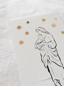 Set of 4 Christmas Cards - Holy Mary