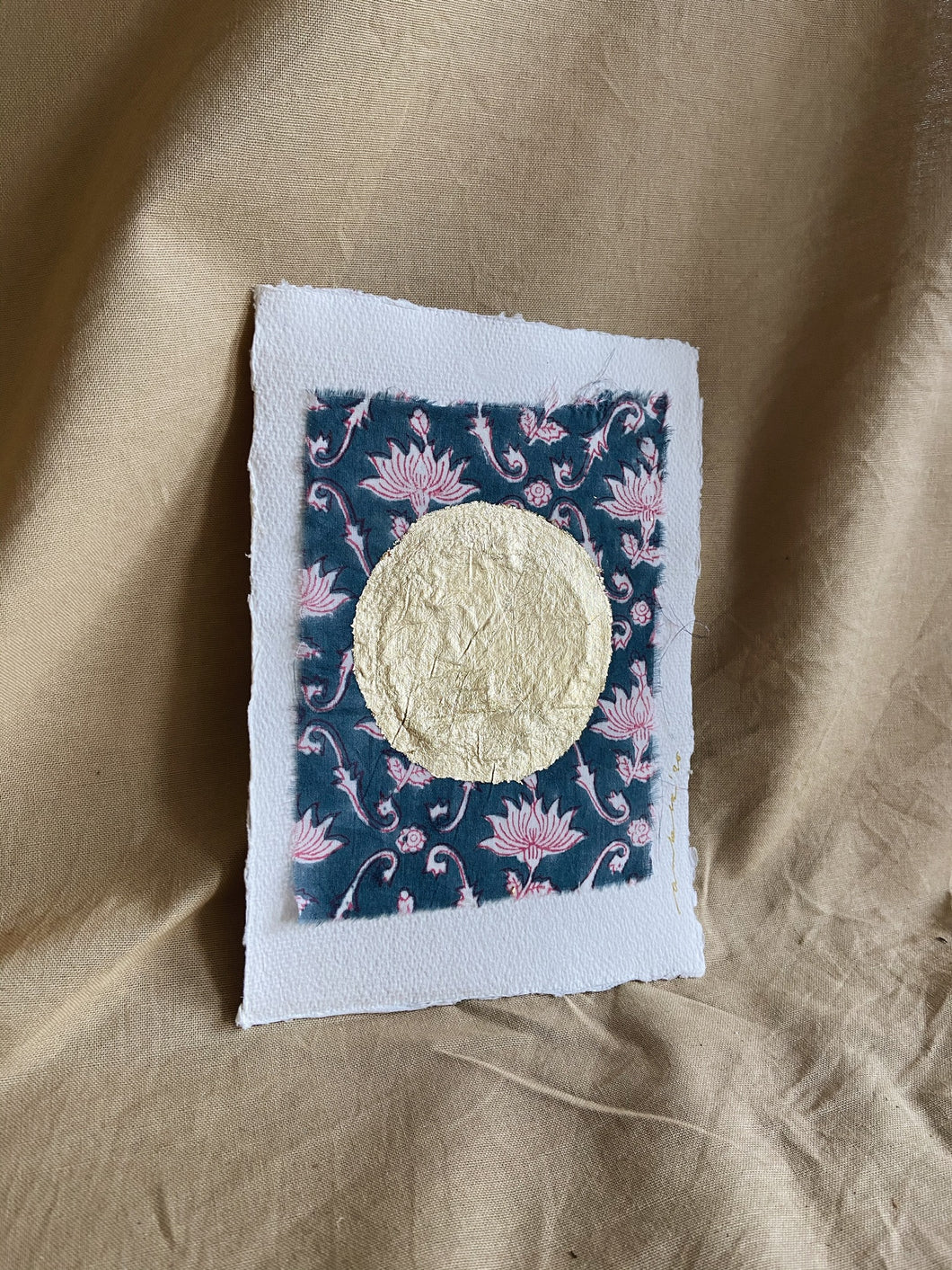 Vintage Moon on Cotton paper (with or without frame) - Blue/Pink