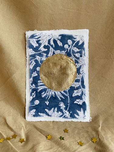 Vintage Moon on Cotton paper (with or without frame) - Dark Blue/White