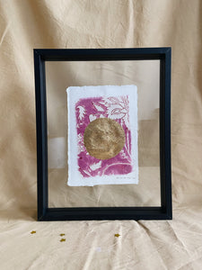 Vintage Moon on Cotton paper (with or without frame) - Pink