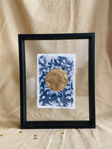 Vintage Moon on Cotton paper (with or without frame) - Dark Blue/White