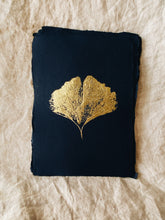 Load image into Gallery viewer, Small Golden Ginkgo A6 imprint (with or without frame)
