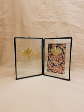 Load image into Gallery viewer, Golden Ginkgo in black double frame (with Indian Fabric or Imprint)