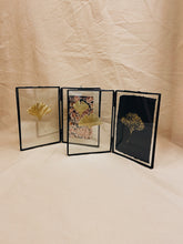 Load image into Gallery viewer, Golden Ginkgo in black double frame (with Indian Fabric or Imprint)
