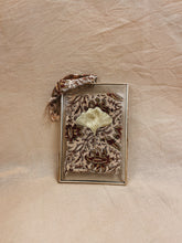Load image into Gallery viewer, Golden Ginkgo in small golden hanging frame (with or without Indian Fabric)