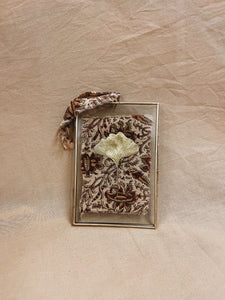 Golden Ginkgo in small golden hanging frame (with or without Indian Fabric)