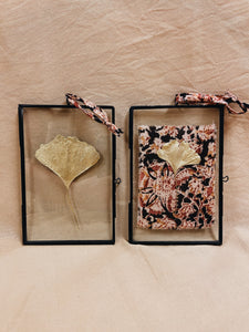 Golden Ginkgo in small black hanging frame (with or without Indian Fabric)