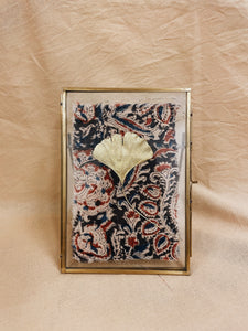Golden Ginkgo in golden standing frame (with Indian Fabric)