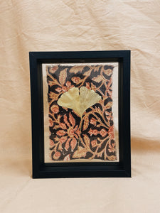 Golden Ginkgo in small black floating frame (with or without Indian Fabric)