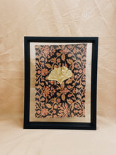 Load image into Gallery viewer, Golden Ginkgo in big black floating frame (with or without Indian Fabric)