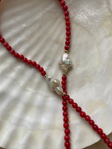 Red Coral and Pearl Cord