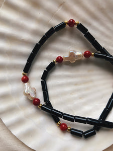 Onyx, Coral and Pearl Cord