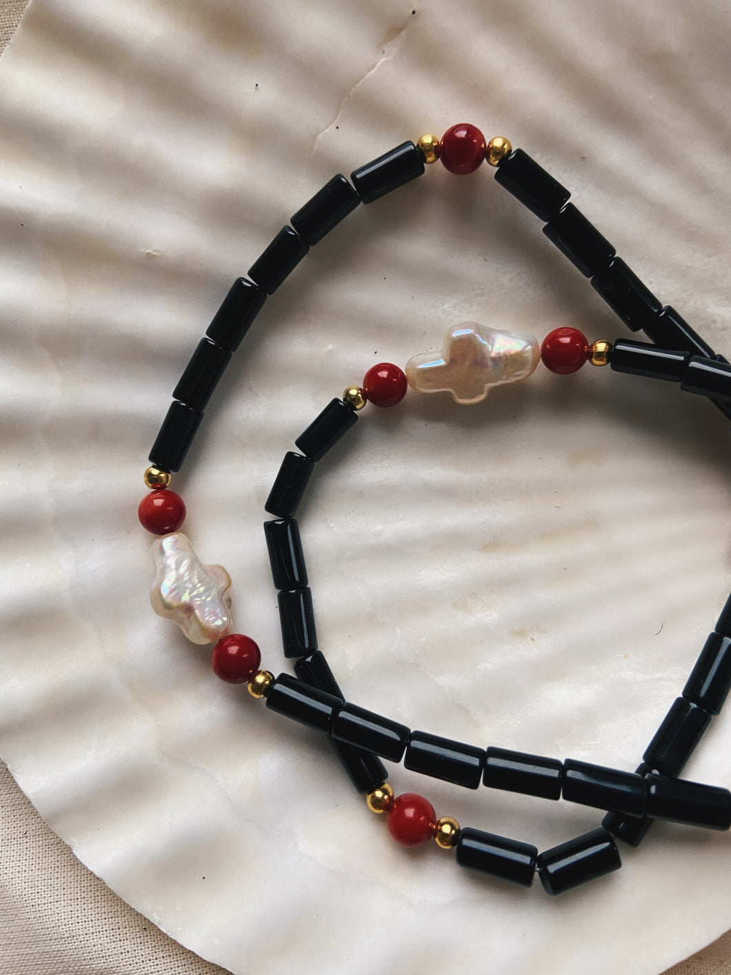 Onyx, Coral and Pearl Cord