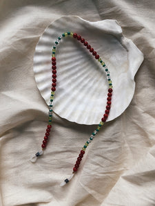 Red Coral and Clear Quartz Cord