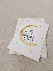 Single Christmas Card Moon Angel