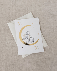 Single Christmas Card Moon Angel