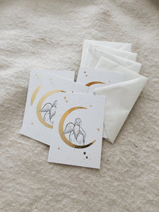 Set of 4 Christmas Cards - Moon Angel