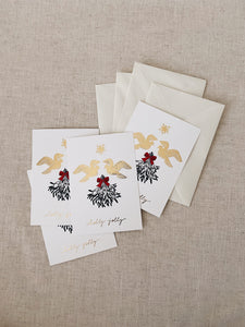 Set of 4 Christmas Cards - Holly Jolly