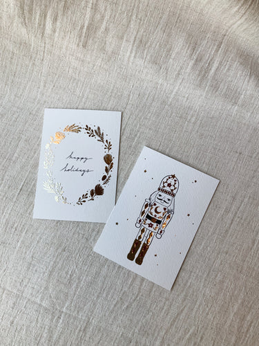 Set of 4 Christmas Cards - 2 Nutcracker / 2 Happy Holidays