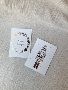 Set of 4 Christmas Cards - 2 Nutcracker / 2 Happy Holidays
